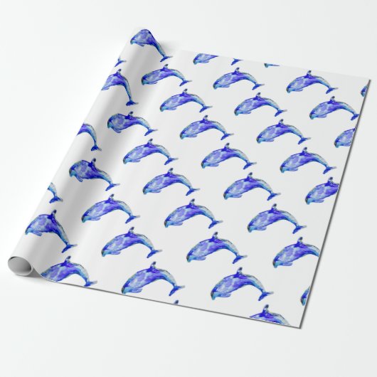 Blaues Delphin-Packpapier Geschenkpapier (Ungerollt)
