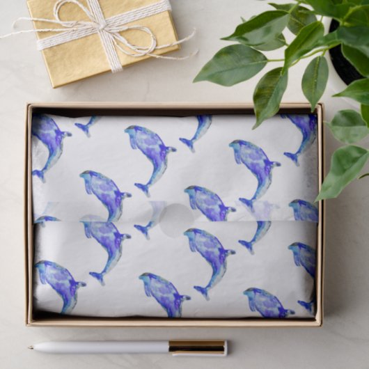 Blaues Delphin-Seidenpapier Seidenpapier (Geschenk)
