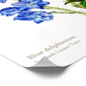 Blaues Delphinium Botanisches Kunstposter Poster (Ecke)