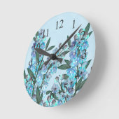 Blaues Delphinium Runde Wanduhr (Winkel)