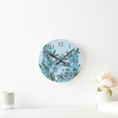 Blaues Delphinium Runde Wanduhr (Zuhause)