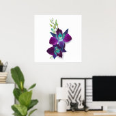 Blaues Dendrobium oder blaues Bom Orchid Gemälde Poster (Heimbüro)