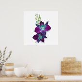 Blaues Dendrobium oder blaues Bom Orchid Gemälde Poster (Küche)