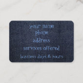 Blaues Denim auf a Visitenkarte (Rückseite)