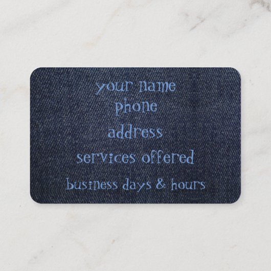 Blaues Denim auf a Visitenkarte (Rückseite)