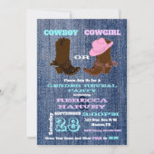 Blaues Denim Cowboy oder Cowgirl Geschlecht offenb Einladung (Vorderseite)