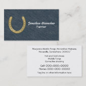 Blaues Denim mit Goldhufeisenhufschmied Visitenkarte (Vorne/Hinten)