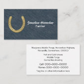 Blaues Denim mit Goldhufeisenhufschmied Visitenkarte (Vorne/Hinten)