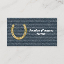 Blaues Denim mit Goldhufeisenhufschmied Visitenkarte