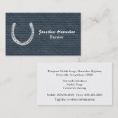 Blaues Denim- und Silberhufeisen Visitenkarte (Vorne/Hinten)