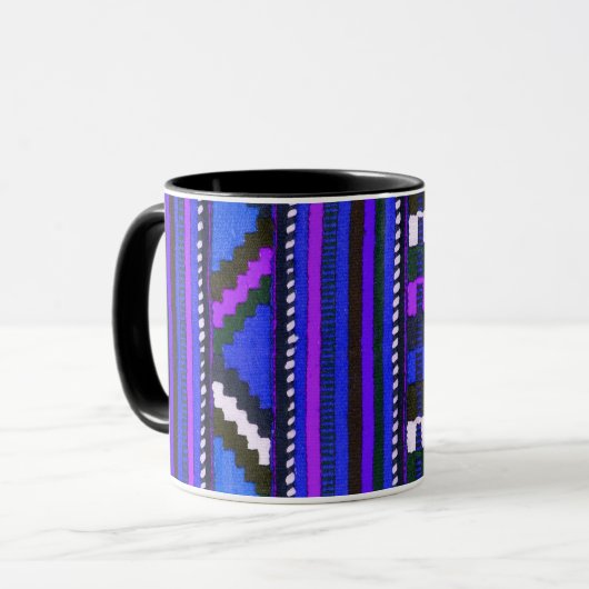 Blaues Design des nativen Amerikanischen Ureinwohn Tasse (Vorderseite Links)