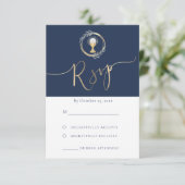 Blaues Design Erste RSVP-Karte RSVP Karte (Stehend Vorderseite)