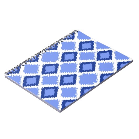 Blaues Diamant Ikat Muster Notizblock (Linke Seite)