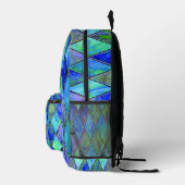 Blaues Diamantdesign Bedruckter Rucksack (Rechts)