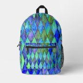 Blaues Diamantdesign Bedruckter Rucksack (Vorderseite)