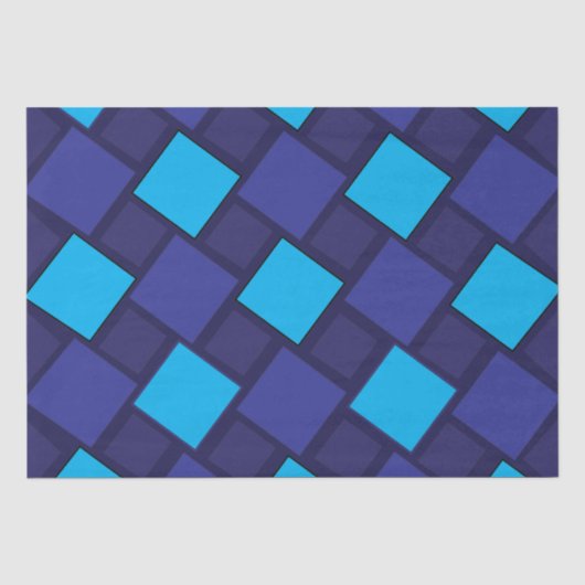 Blaues diamantgeometrisches Muster Seidenpapier (Vorderseite)