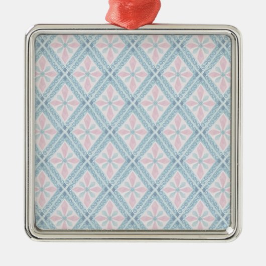 blaues Diamantmuster Ornament Aus Metall (Vorne)