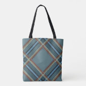Blaues Diamantmuster Tartan Tote Bag Tasche (Rückseite)