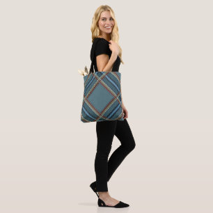 Blaues Diamantmuster Tartan Tote Bag Tasche