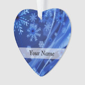 Blaues digitales Schneeflockenmuster Ornament (Vorderseite)