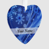 Blaues digitales Schneeflockenmuster Ornament (Vorderseite)