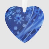 Blaues digitales Schneeflockenmuster Ornament (Rückseite)