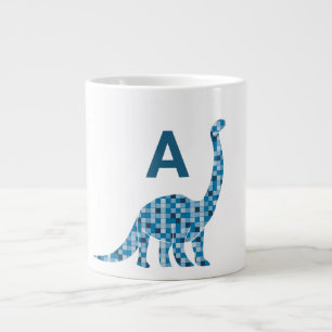 Blaues Dinosaurier-Monogramm Jumbo-Tasse