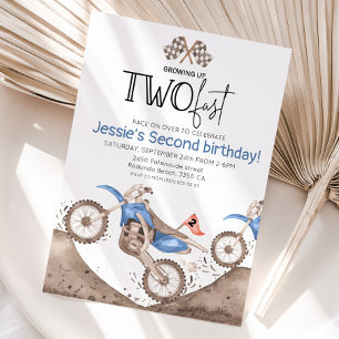 Blaues Dirt Bike 2. Geburtstag - Zwei Jahre alt we Einladung