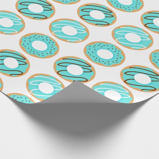 Blaues Donuts-Muster Geschenkpapier (Ecke)