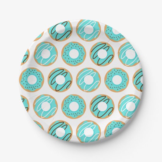 Blaues Donuts-Muster Pappteller (Vorderseite)
