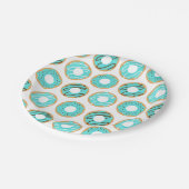 Blaues Donuts-Muster Pappteller (Schrägansicht)