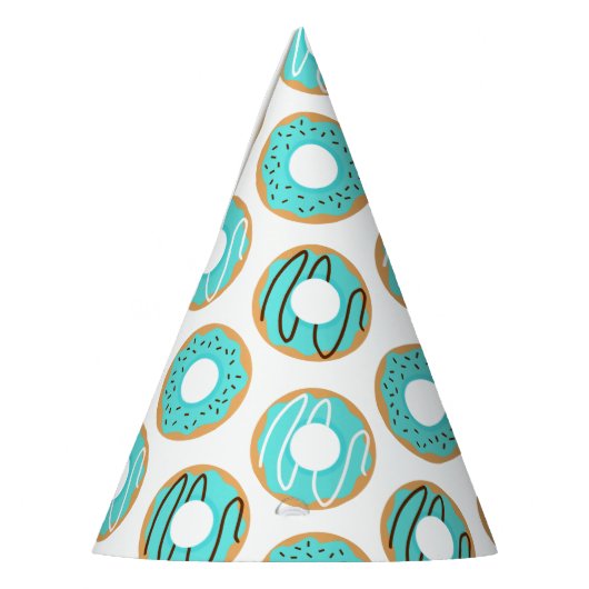 Blaues Donuts-Muster Partyhütchen (Links)