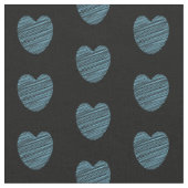 Blaues Doodle-Herzmuster Stoff (Nahaufnahme)