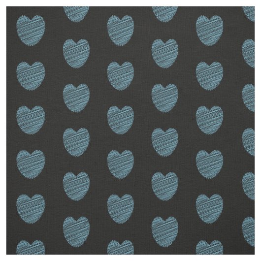 Blaues Doodle-Herzmuster Stoff (Muster)