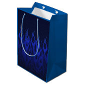 Blaues Drache-Chrom mag Kohlenstoff-Faserflammen Mittlere Geschenktüte (Rückseite Schrägansicht)