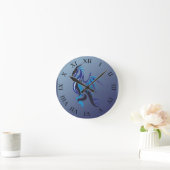 Blaues Drache-Feuer Runde Wanduhr (Zuhause)