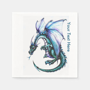 Blaues Drache-weißes Cocktail-Papierservietten Serviette