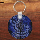 Blaues Drachenblatt, das sich um den Derrick wicke Schlüsselanhänger (Vorderseite)