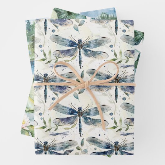 Blaues Dragonfly-Brautparty Geschenkpapier Set (Beispiel)