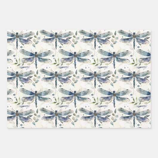Blaues Dragonfly-Brautparty Geschenkpapier Set (Vorderseite)