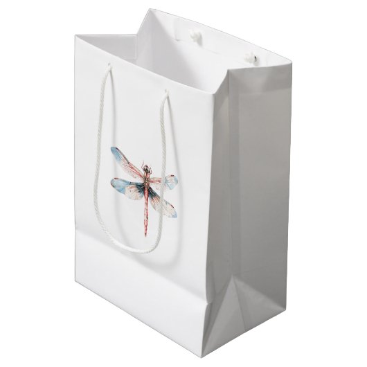 Blaues Dragonfly-Brautparty Mittlere Geschenktüte (Vorderseite Schrägansicht)