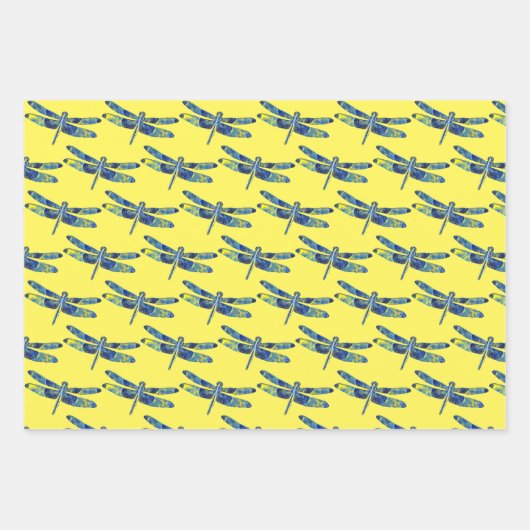 Blaues Dragonfly-Kunsthandwerkpapier Geschenkpapier Set (Vorderseite 2)