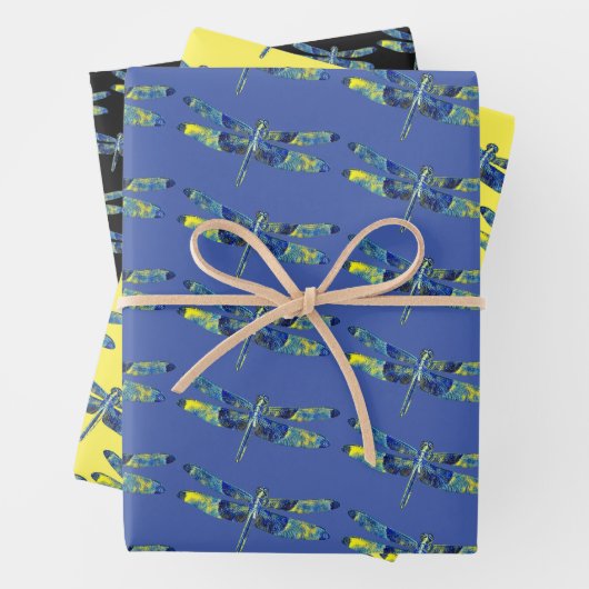 Blaues Dragonfly-Kunsthandwerkpapier Geschenkpapier Set (Beispiel)