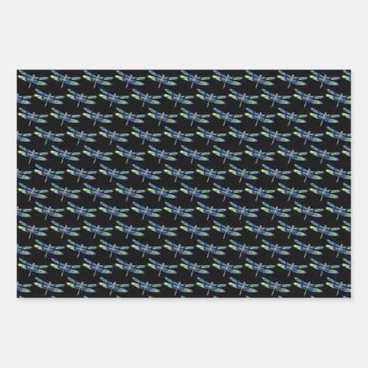 Blaues Dragonfly-Kunsthandwerkpapier Geschenkpapier Set (Vorderseite 3)