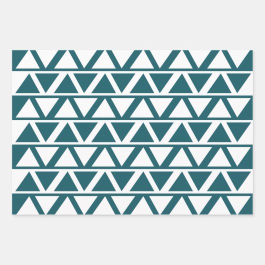 Blaues Dreieck Geometrisch Geschenkpapier Set (Vorderseite)