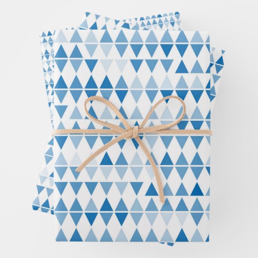 Blaues Dreieck-Musterpapier — Modernes Wrap Geschenkpapier Set (Beispiel)