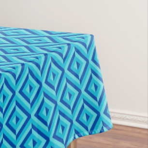 Blaues Dreiton-Diamantmuster Tischdecke