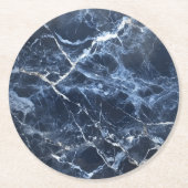 Blaues dunkles Marmormuster Runder Pappuntersetzer (Vorderseite)