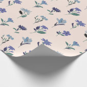 Blaues dunkles und grünes Blumengebäck Geschenkpapier (Ecke)