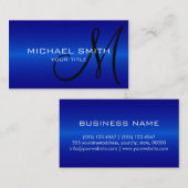 Blaues Edelstahl-Metallmonogramm Visitenkarte (Vorne/Hinten)